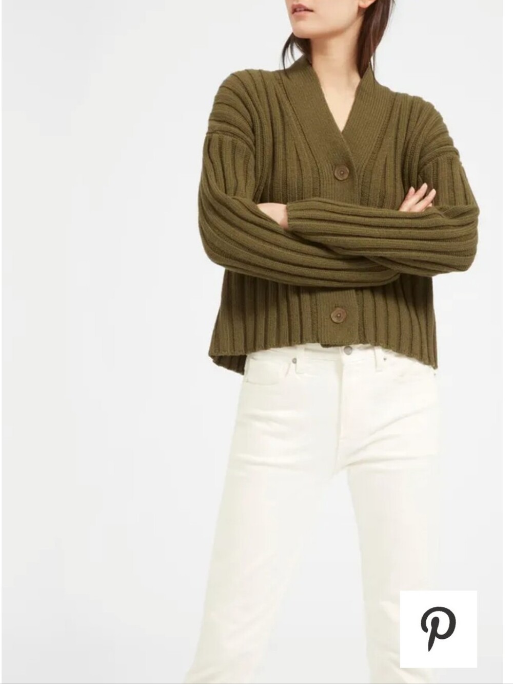Everlane The Wool-Cashmere Rib V-Neck Cardigan